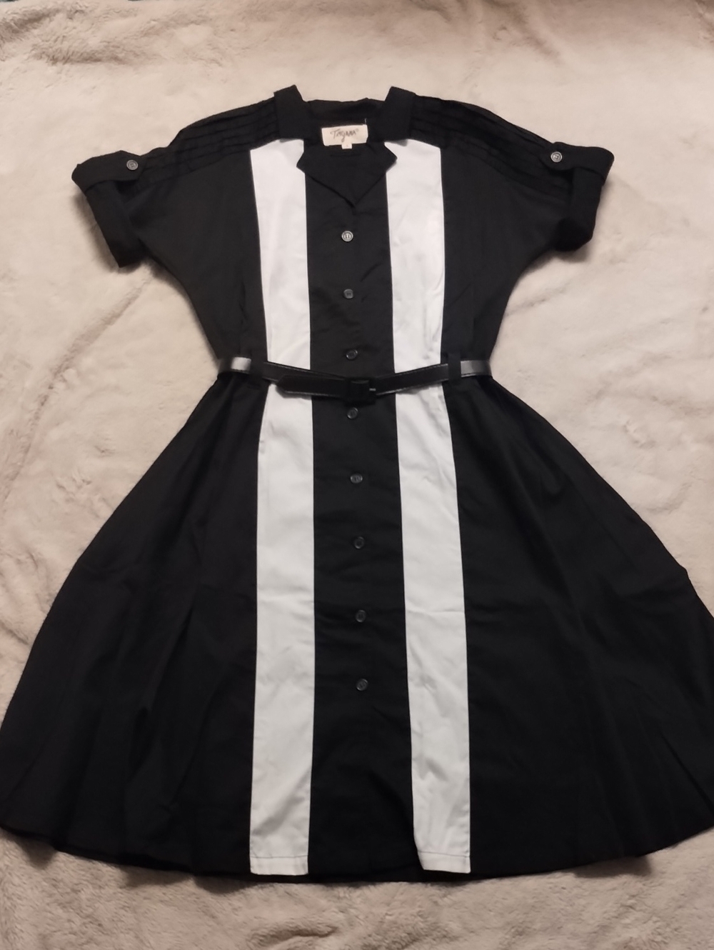 Tatyana Black and White Midi Shirt Dress
